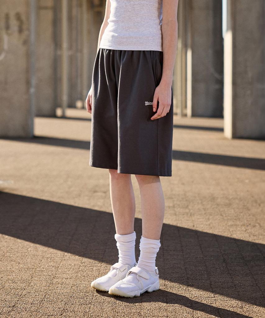 MINIMALPROJECT Minimal Embroidered Logo Wide Half Pants Msp305 [Darkgray]