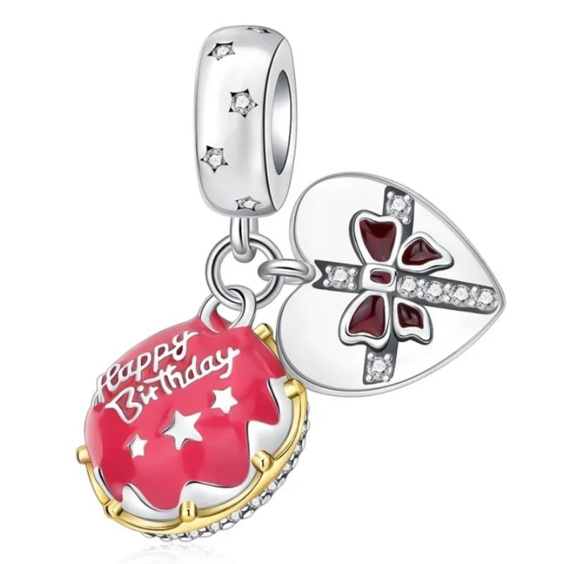 925 Silver Jellyfish Pendant Bead Sparkling Purple Charm for DIY Bracelet Jewelry Accessories Birthday Gift