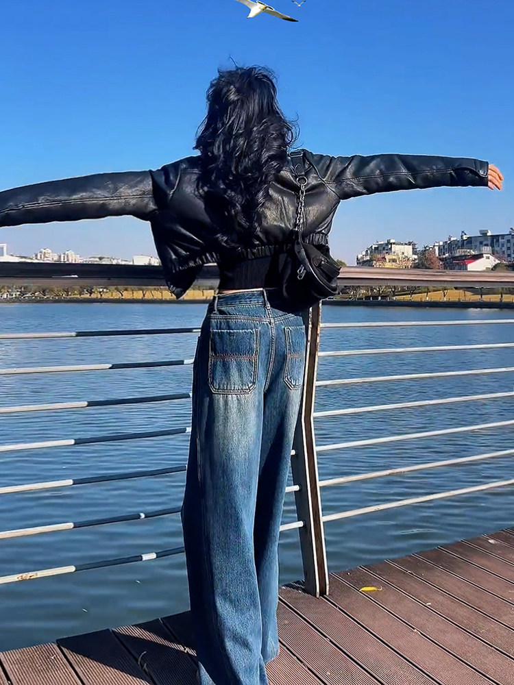 Women's Retro High Waist Scimitar Leg Jeans - Autumn 2026 Slimming Wide Leg Pants