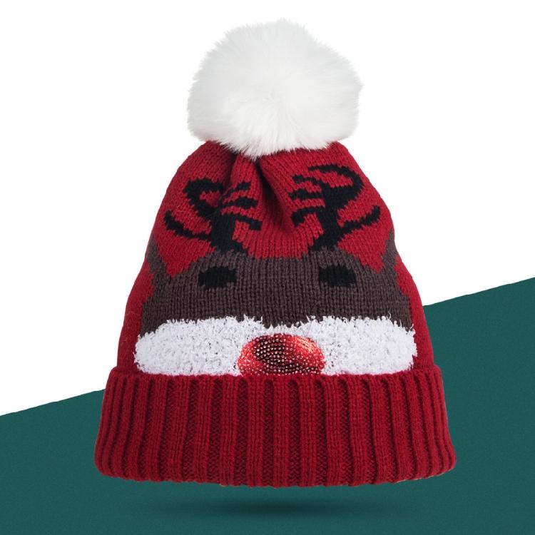 Trendy Santa Claus Beanie Hat Windproof Elk Knit Hat Wool Hat All-match Winter