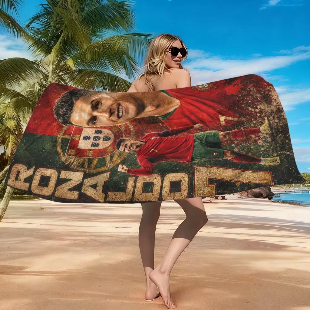 Soccer Cup Ronaldo NO.7 Beach Towel Quick Drying Large Towel Suitable for Beach Yoga Pool Gym Sport Summer Gift for Friend