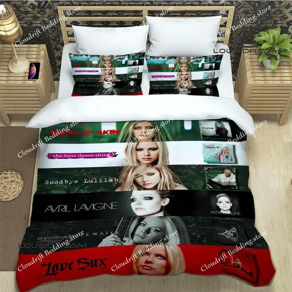 Sängerin A-AVRIL LAVIGNE Druck Bettwäsche Sets Exquisites Bettwaren Set Bettbezug Bettdecke Set Bettwäsche Luxuriöses Geburtstagsgeschenk