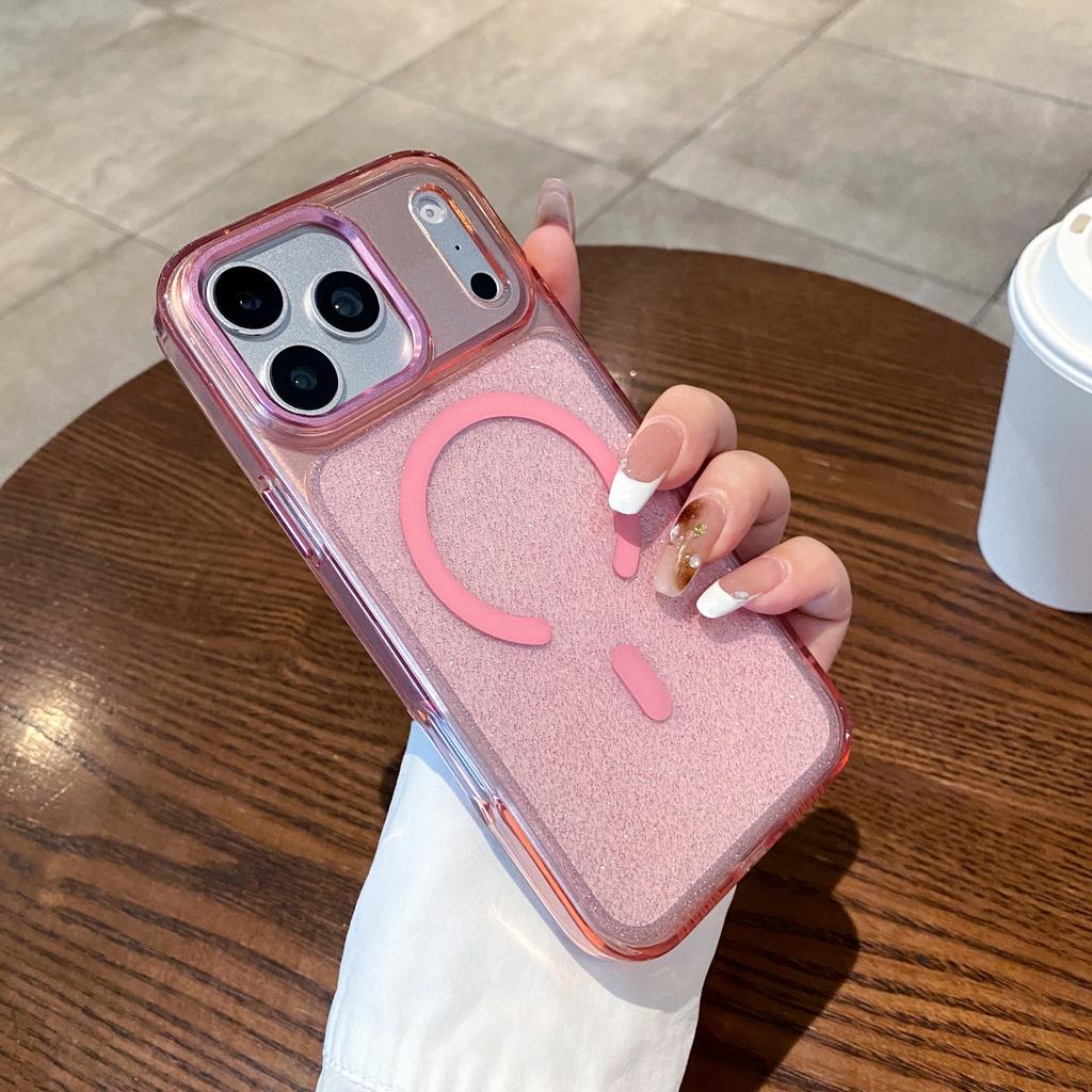 Transparent Glitter Symmetry for Magsafe Magnetic Case for IPhone 17E Air 16 15 14 Plus 13 Pro Max Anti-drop Armor Cover