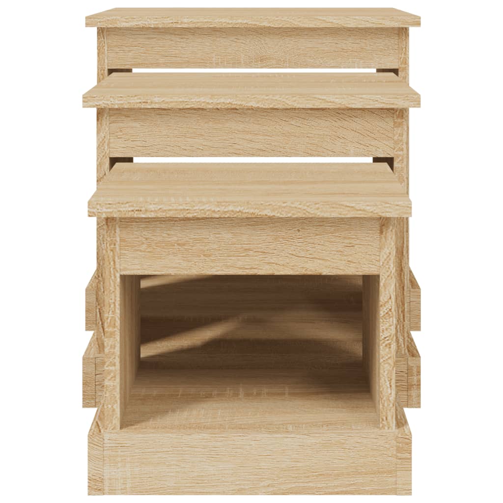 3 Piece Coffee Table Set Sonoma Oak Wood Composite