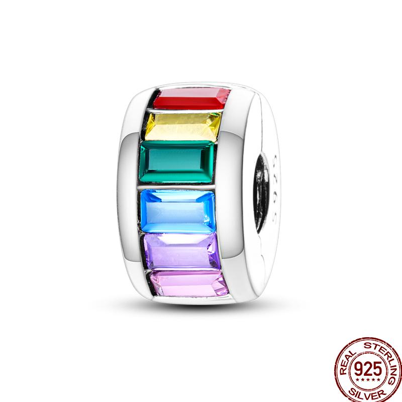 Colorful Zircon Copper Round Bead Silve Shiny Zircon Beads Suitable Fit Pan Original Bracelet Diy Jewelry Gift