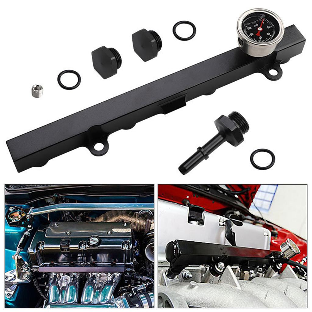Professional Aluminum Fuel Rail Set Metal Fuel Rail Set with Oil Meter Aluminum Fuel Rail Set for K20 K24 RSX Civic