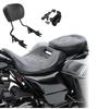 Motorcycle Seat - S-AB2 RH3 - Harley-Davidson Touring 2014-2025 - Black-white - 4-Point Detachable Sissy Bar