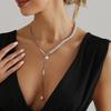 Pearl Snake Bone Chain Bead Splicing Necklace Minimalist Broken Silver Necklace Tassel Collarbone Chain Jewelry Gifts