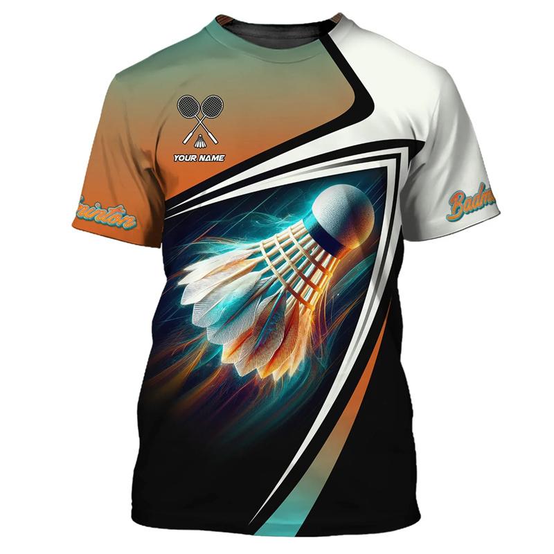 Badminton Sport T-shirt Men's Clothing Cool Novel 3D Print Sports Quick Dry Short Sleeve T Shirts Summer Gym Fitness Custom Tee