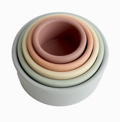 Fika Stacking Cups, Silicone, Dishwasher and Boiler Safe, Meets Food Sanitation Standards, Muted Colors, Supervised by a Kobe-based Nursery Teacher