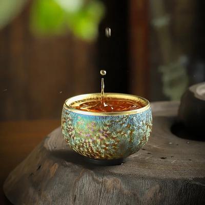 Färgglad mästarkopp tekopp förgylld silver keramik tekopp tekopp enkel kopp tekopp kung fu te set tekopp