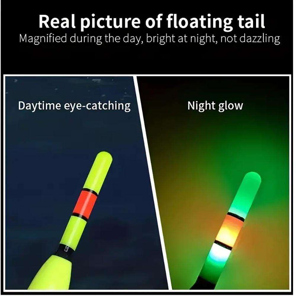 1 flotteur de pêche à la carpe, flotteur électrique lumineux à queue large avec 2 piles 425, accessoires de pêche en plein air