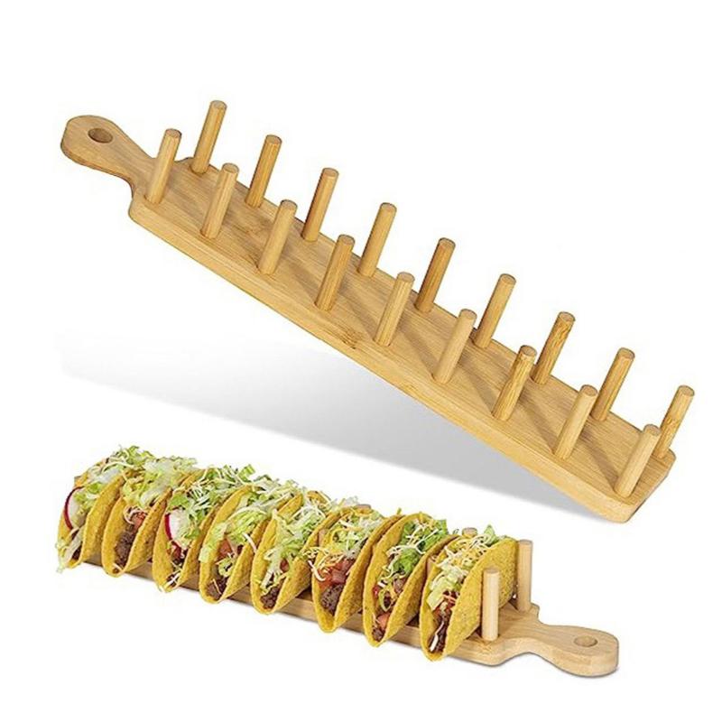 Bambus Taco Halter Hält 8 Tacos Jeder Taco Ständer Mehrzweck Lebensmittelständer Hartschalen Tacos Rack Für Küche Charcuterie Tortillas