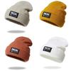 Knitted Hat For Adults With Alphabet Patch Windproof Warm Winter Headgear For Outdoor Skiing