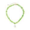 Salircon Exquisite Bohemia Green Glass Beads Choker Necklaces for Women Trendy Imitation Pearl Pendant Neck Accessories Jewelry