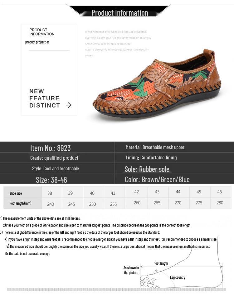 Men's Extra Large Summer Loafers - Breathable Mesh, Handmade, Trendy Casual Shoes (Sizes 45-46)
