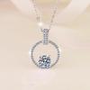 6.5mm S925 Sterling Silver Round Halo Moissanite Pendant Necklace D VVS1 Exquisite Fine Jewelry For Women