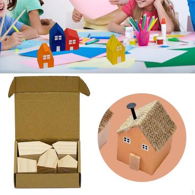 Unfinished Wooden Houses Crafts Art Gift Decor Graffiti Drawing Toy Ornaments Wood for Office