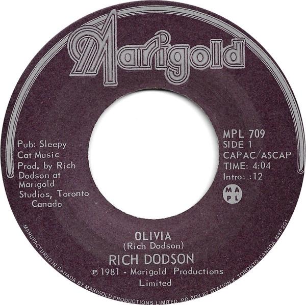 

7inch Record RICH DODSON - Olivia MPL709 Marigold Record 1981 Canada Soul/Funk Used