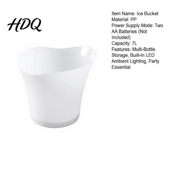 Bar Ice Bucket Light Up Bucket LED Glowing Beer with Color Changing Durable Lights 7L Multi-Bottle Storage Champagne Cooler for KTV Party