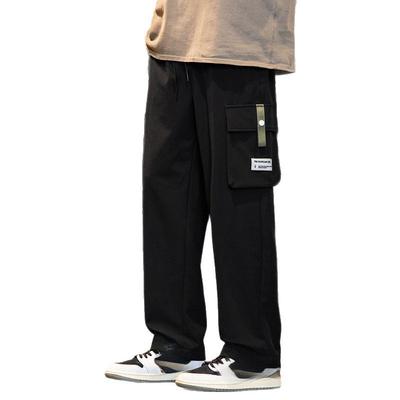 New Overalls Men's Autumn and Winter Loose Straight Fleece Large Size Men's Casual Sports Pants
