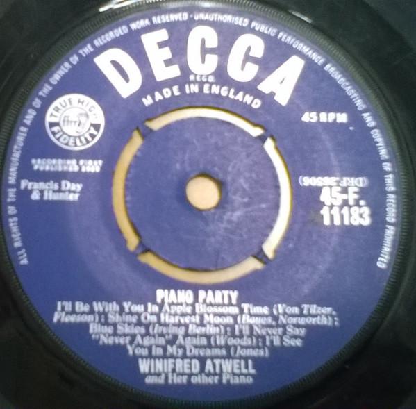 

7inch Record WINIFRED ATWELL - Piano Party 45F11183 Decca 1959 UK Jazz Used