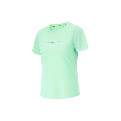 Li Ning Running Series Solid Color Quick-Dry Reflective Breathable Round Neck Short Sleeve T-Shirt Women Tops Cool-Green ATSU190-5