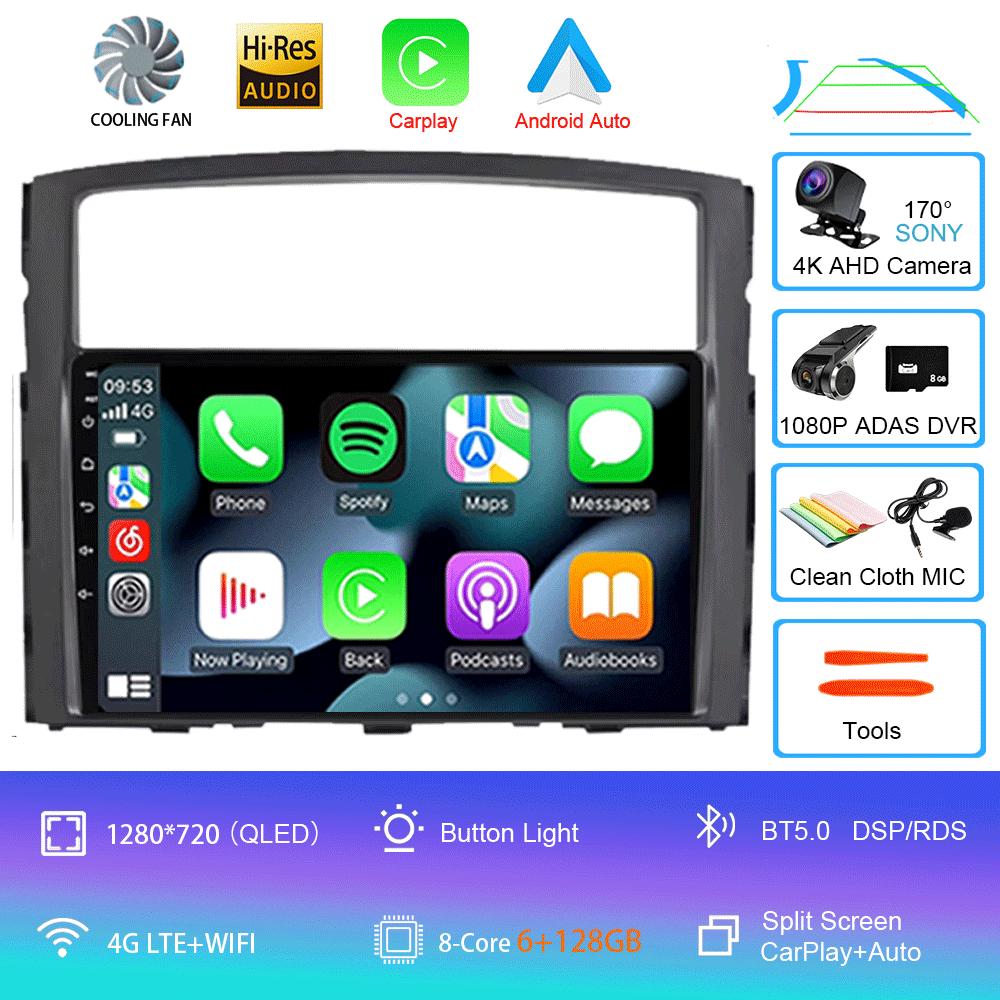 For Mitsubishi Pajero 4 V80 V90 2006-2014 8 Core 5G Car Radio Multimedia Video Player Android 14 2 Din Carplay Gsp QLED DSP