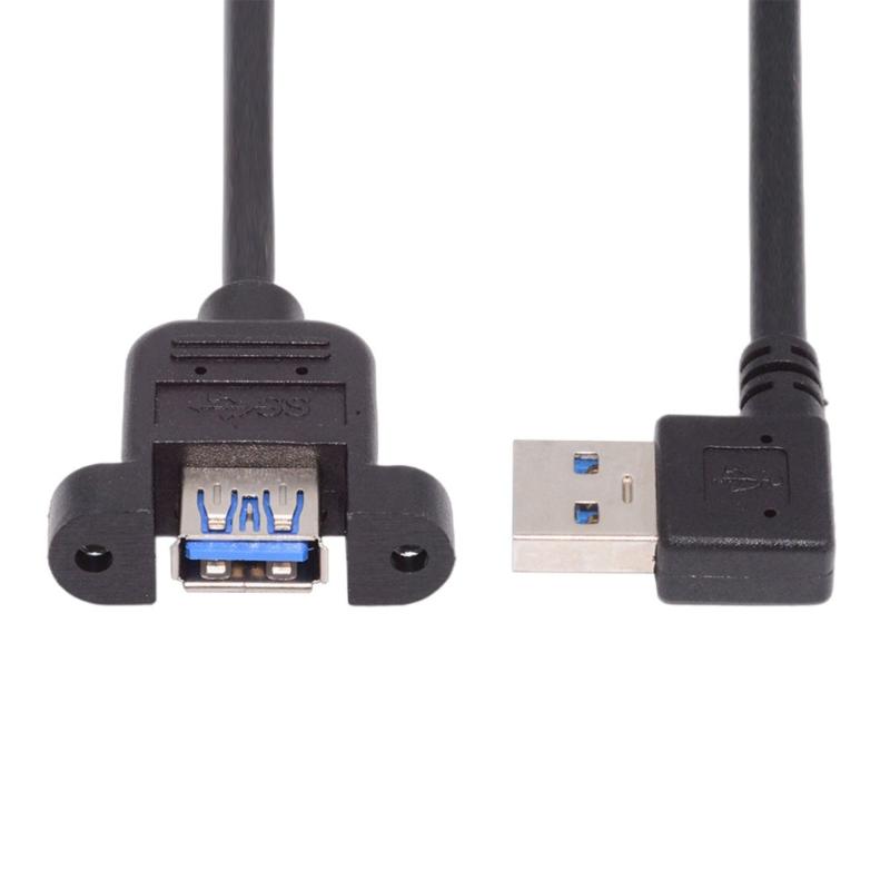 Fast Speed 5Gbps USB 3.0 Extension Cable Right Angle/Straight Head Adapter Male to Female Secure Mounting Ears Design