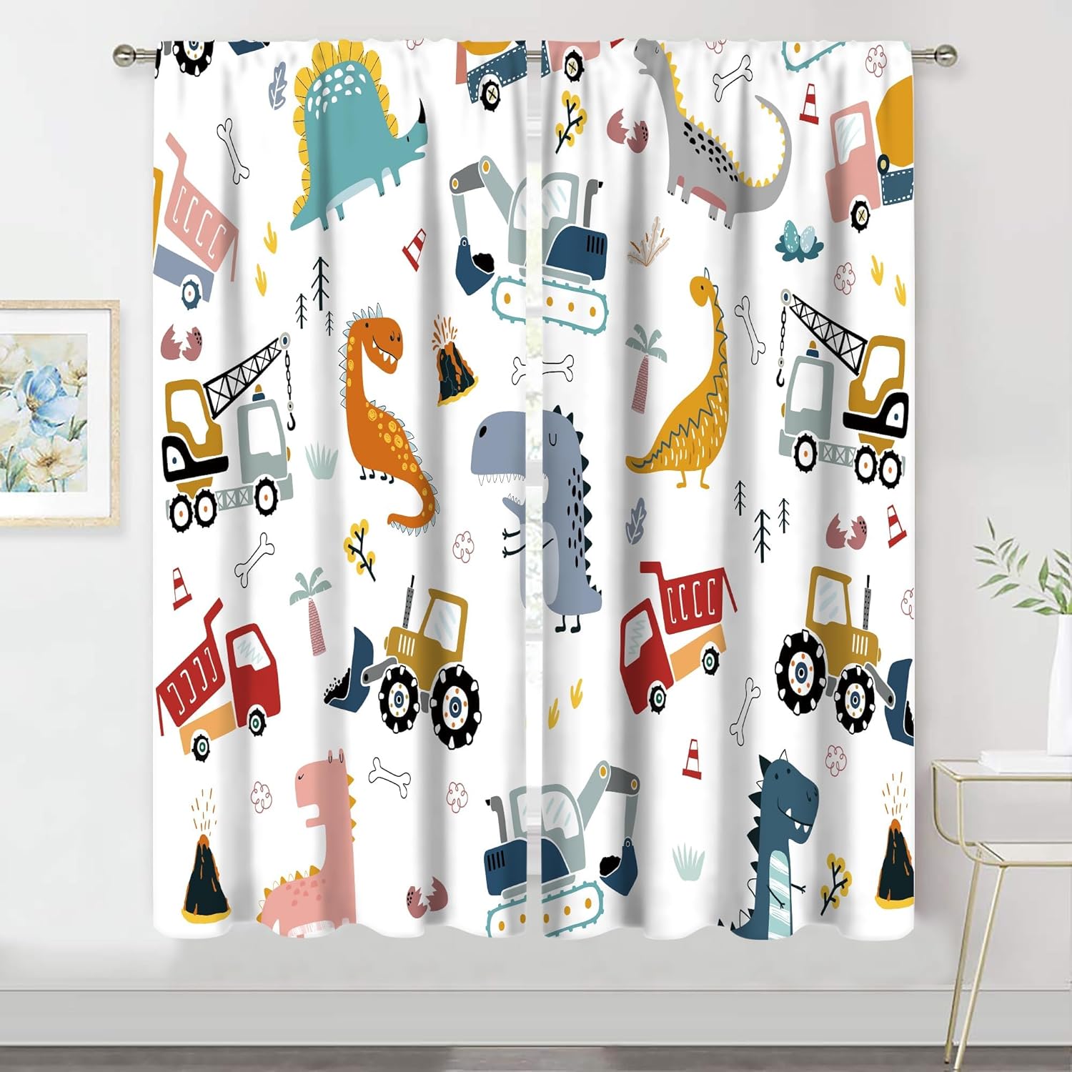 

Cartoon Safari Animal Curtains Rod Pocket Woodland Wildlife Jungle Colorful Bedroom Window Drapes Nursery Kid Toddler Printed 53x116CM-2PC
