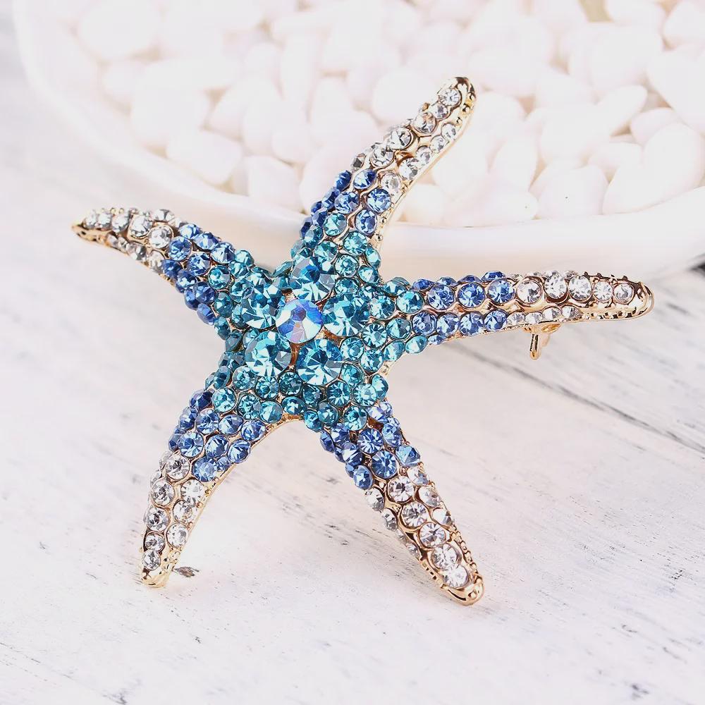 Broche Étoile de Mer Diamant Alliage Écologique: Accessoire de mode polyvalent pour femmes