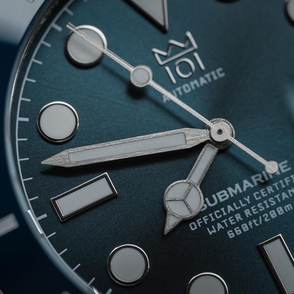 HYAKUICHI 101 No.7RD Diver's Watch 42mm Ceramic Bezel Mechanical Date Deep Aqua Hack Function
