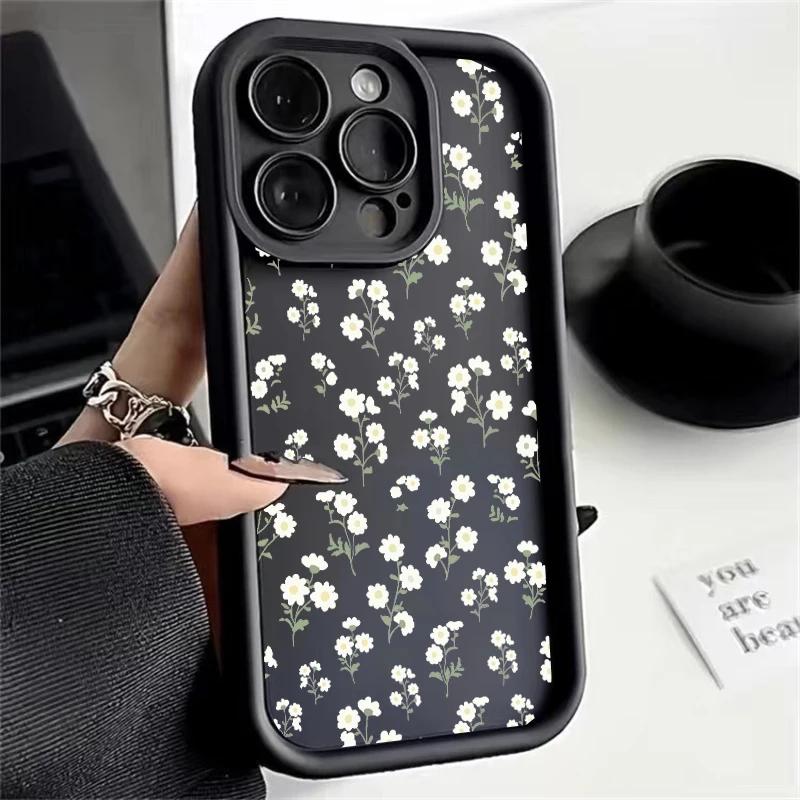 Retro Daisy Flowers Silicone Phone Case For Iphone17 16pro 15pro 14 13 12 11 12pro 13pro Max 14plus Anti Fall Protective Cover