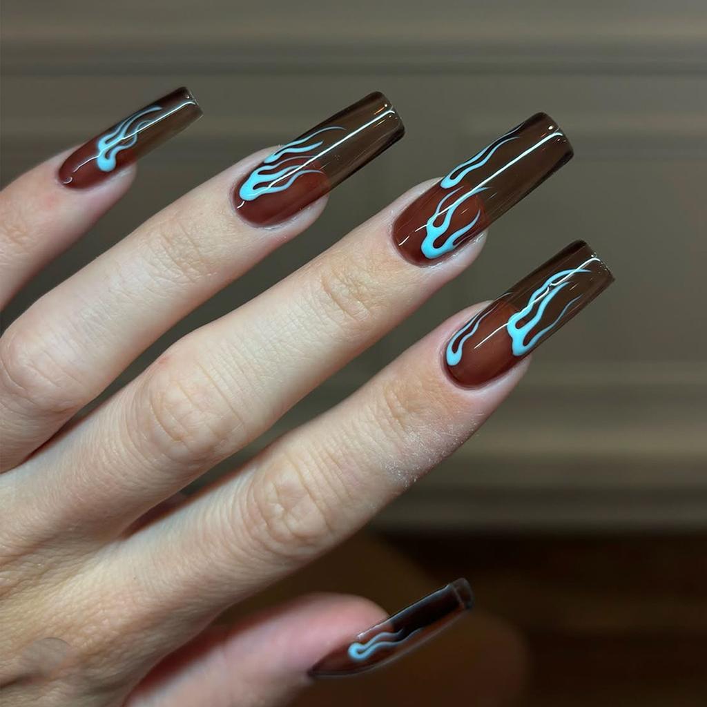 24pcs Halloween Dark Scrub Fake Nails Press On Nails Wearable Y2k Nails Super Long Pointy Nails 3D Black Snake False Nails Tip