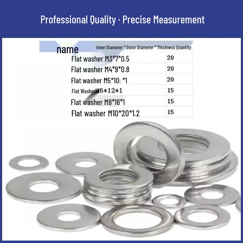 

105pcs Thickened Enlarged Carbon Steel Flat Washers
