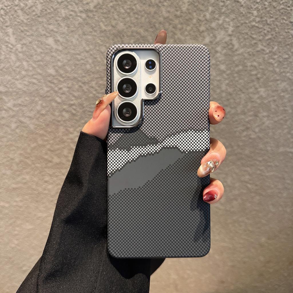 For Samsung Galaxy S26 S25 S24 S23 Ultra Plus Carbon Fiber Texture Case For Magsafe Wireless Charging Alloy Lens PC Points Cover