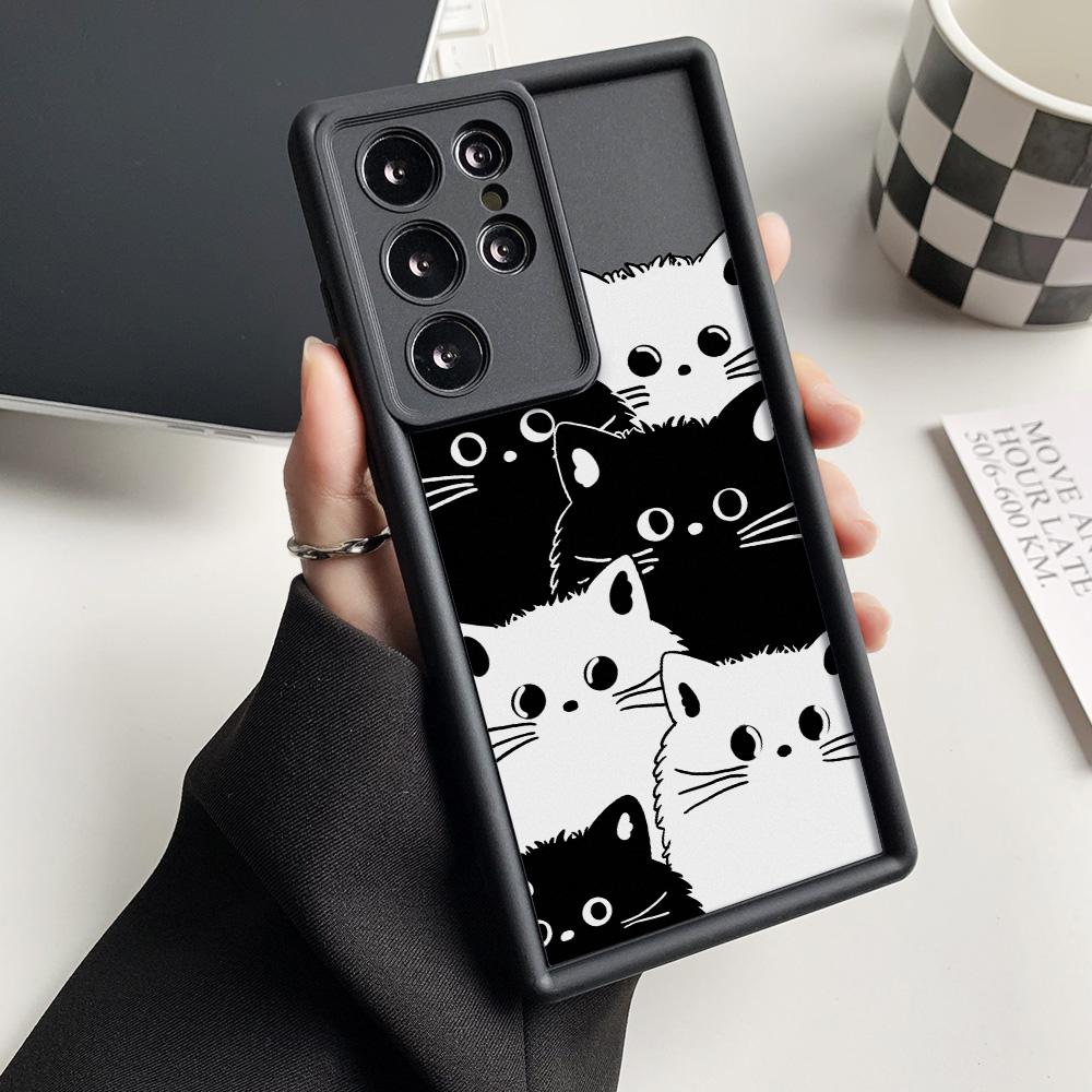 Silicone Case For Samsung A55 5G A16 S25 Ultra S24 FE S23 Plus S22 A54 A53 A35 A34 A33 A25 A15 A14 A13 A06 A05 A05s Cat Covers