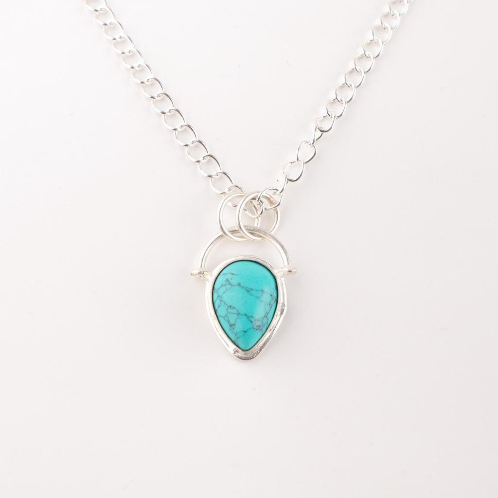 Natural Blue Turquoise Gemstone 925 Sterling Silver Pendant Engagement Jewelry PP-56-32