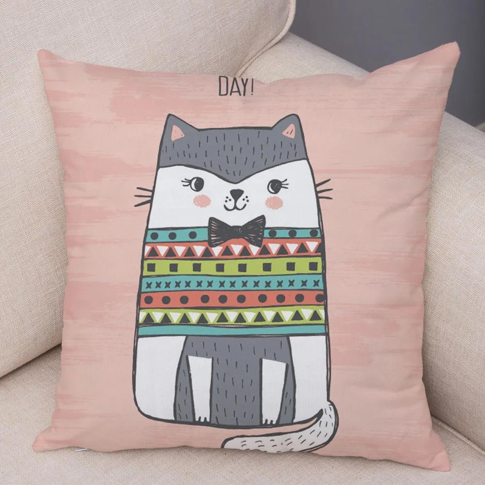 Colorful Pet Cat Decorative Pillowcase Office Living Room Car Ornaments Home Pillowcase