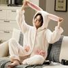Autumn and Winter Women's Flannel Thickened Warm Suit Pajamas Lovely Simple Home Clothes