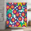 Bright Floral Shower Curtain Polyester Waterproof Bathroom Decorations for Home Decoration