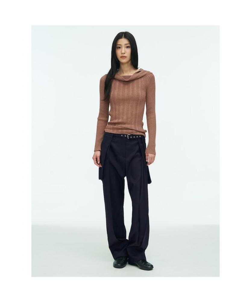 Anggae Tube Neck Rib Pullover Brown