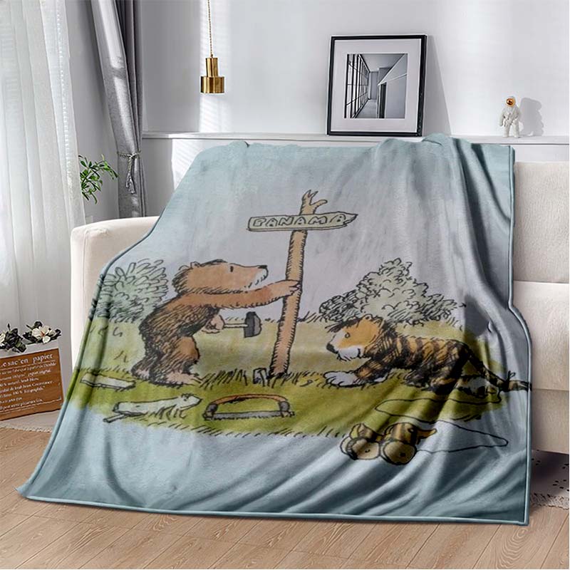 Janosch "Wie der Tiger Zählen Lernt" Flanelldecke, Weiche Warme Kuscheldecke mit Kinderbuch-Print, Gemütliche Bettwäsche für Kinder