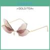 Dragonfly Wings Sunglasses Women Stylish Metal Frame Gradient Tinted Lenses For Fashion Enthusiasts
