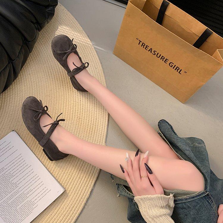 2025 early spring evening wind shoes flat shoes ballet shoes French bow Mary Jane shoes with skirt soft sole single shoes