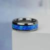 Fashion 8mm Men Stainless Steel Rings Inlay Blue Opal Never Faded Engagement Promise Rings For Men Women Wedding Band Jewelry