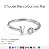 EMANCO Birthstone Initial Custom Ring Open End Ring Stainless Steel Name Custom Jewelry Women's Ring