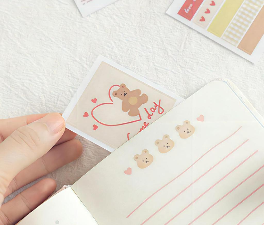 Cute Illustration Handbook A6 Diary Girl PU Notebook Calendar Sticker Multicolor Book (Brown)