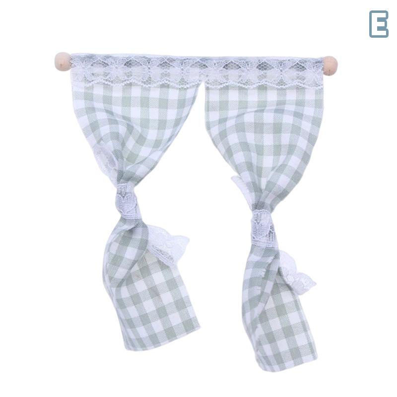 1:12 Cute Dollhouse Miniatures Daisy Flower Curtain Lace Curtain Cotton Curtain for Dolls House Bedroom Furniture Decor