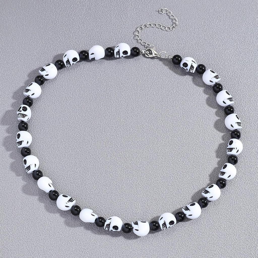 Skull Beads Necklaces Punk Goth Skull Necklace Skeleton Head Beads Skull Beads Necklace Jewelry